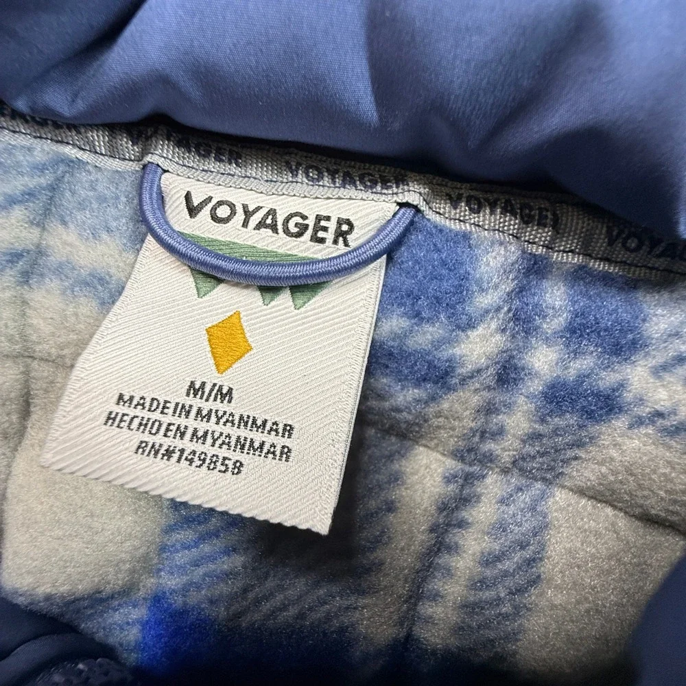 Voyager Quilt Lined Puffer Jacket Mens M Blue Full Zip Gorpcore Outdoor